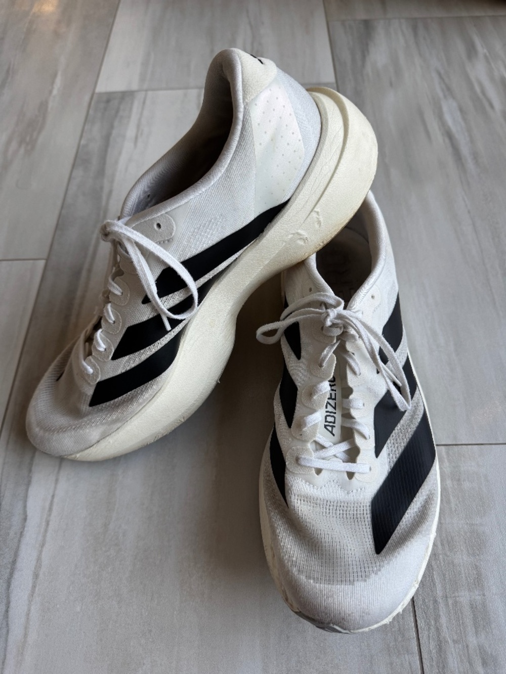 Adidas Adizero EVO SL Running Performance Shoes White Black, Size 11